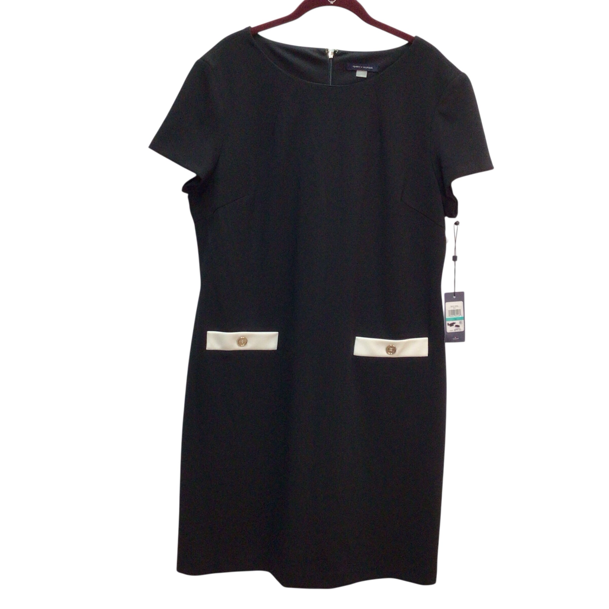 Tommy Hilfiger Black SL Dress Size 16 NWT
