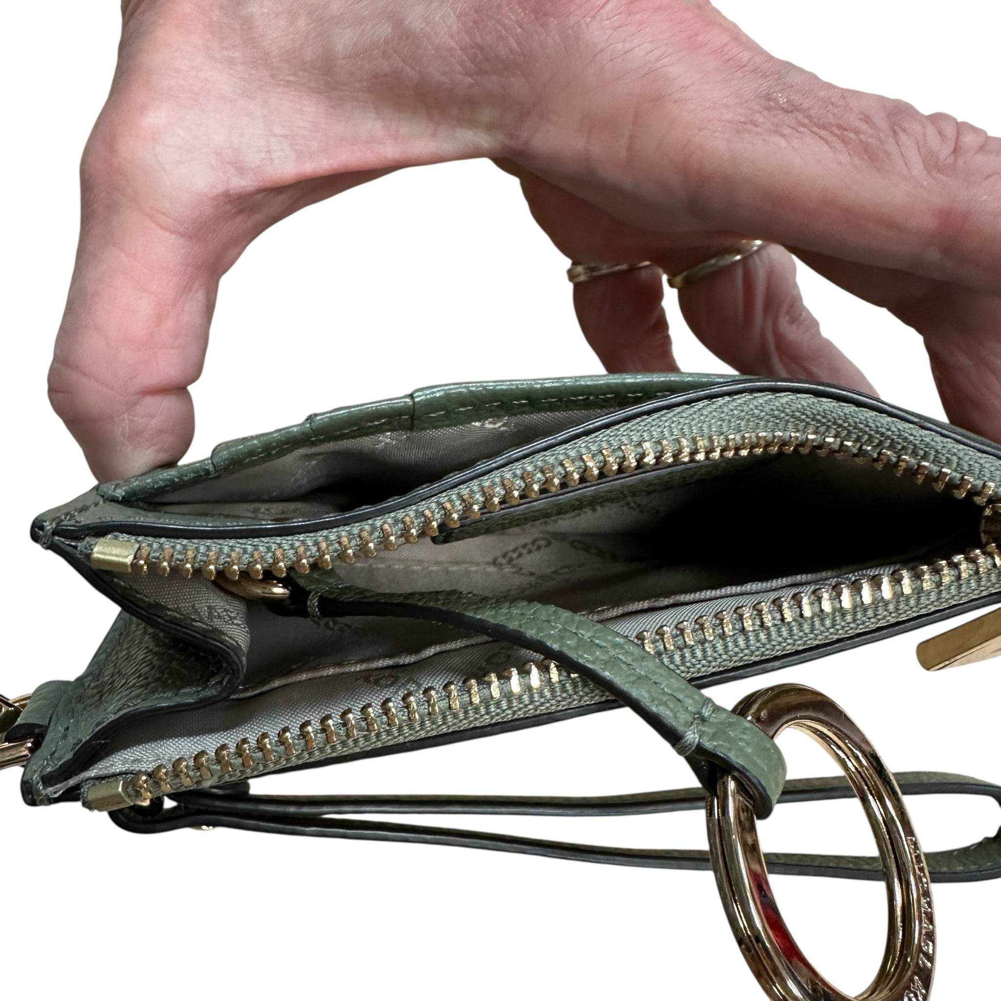 Michael Kors Green Pebbled Leather Coin Holder