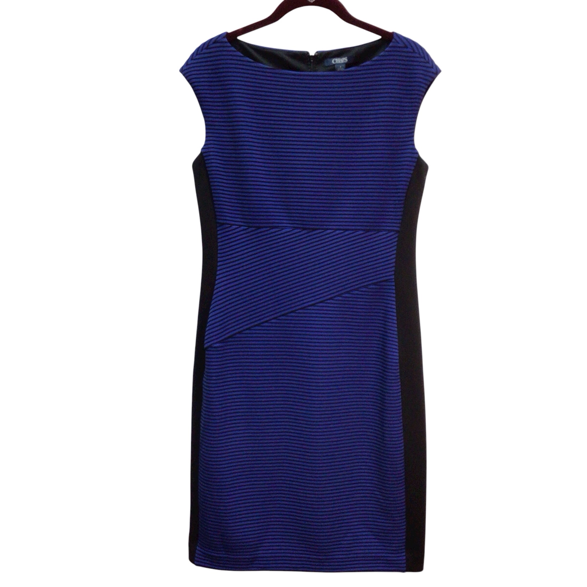 Chaps Blue And Black Sleeveless Dress Size 8