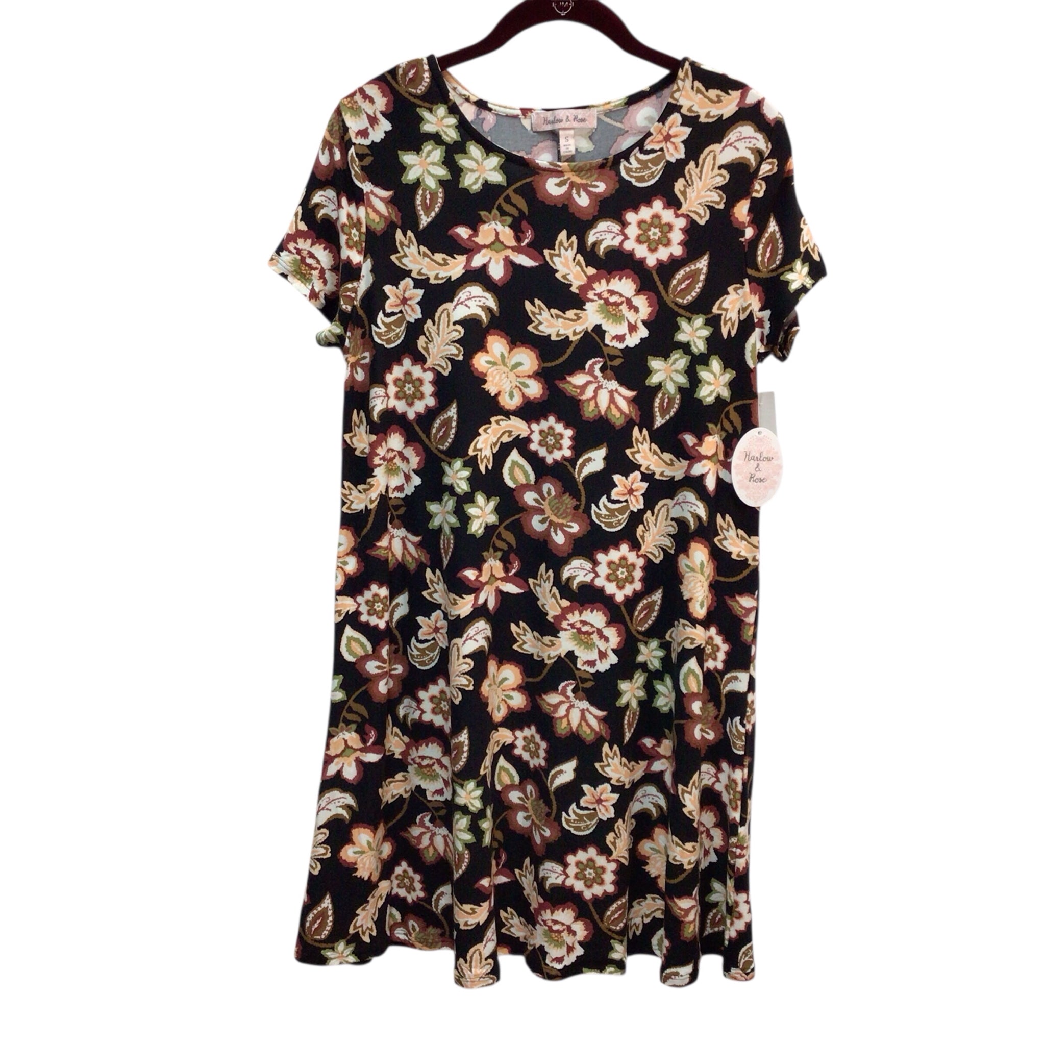 Harlow & Rose Flowers Short Sleeve Dress Size S NWT