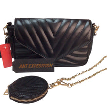 Load image into Gallery viewer, Ant Expedition Black Fold-Over Crossbody Bag NWT