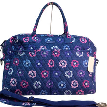 Load image into Gallery viewer, Vera Bradley Blue "Ellie Flowers" Weekender Travel Bag