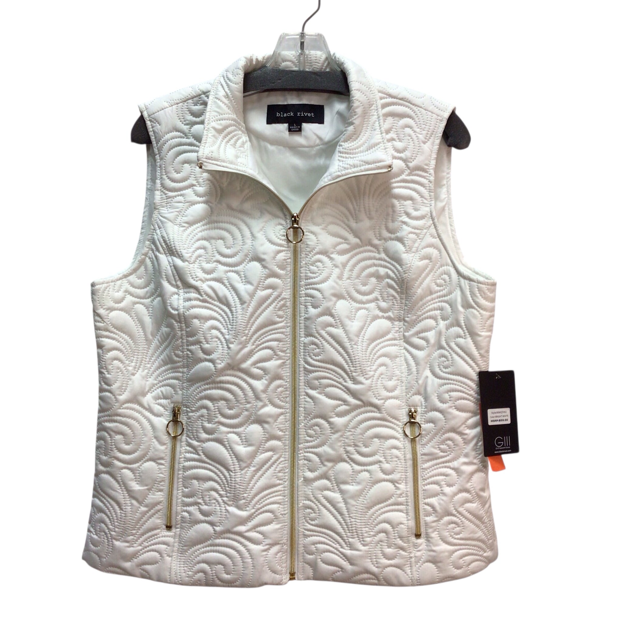 Black Rivet White Vest Size L NWT