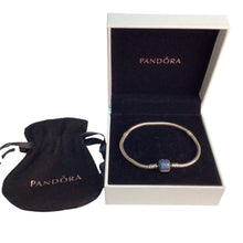 Load image into Gallery viewer, Pandora Moments Sparkling Pave Clasp Sterling Silver Snake Chain Bracelet