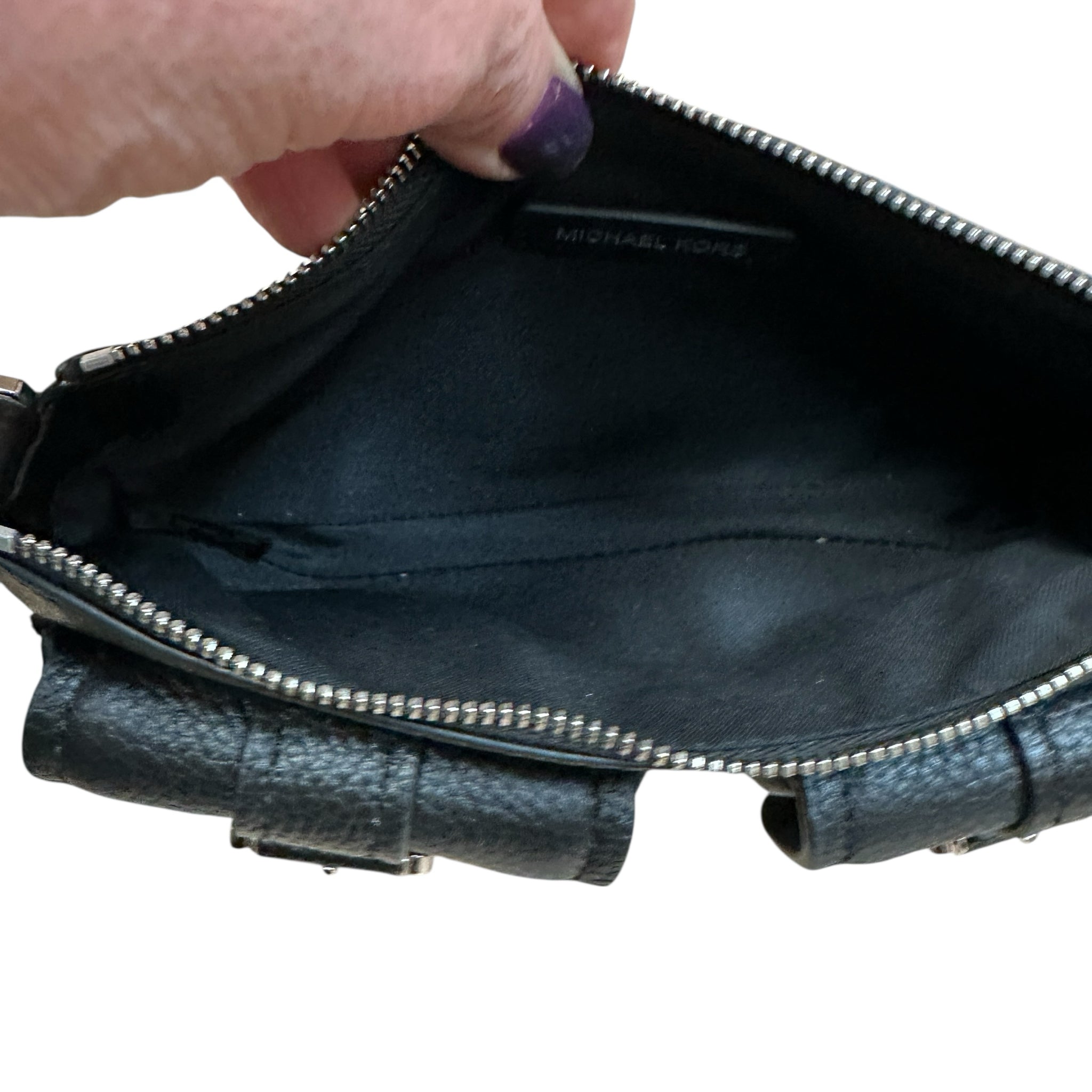 Michael Kors Zoe Small Pebbled Leather Black Pochette Handbag