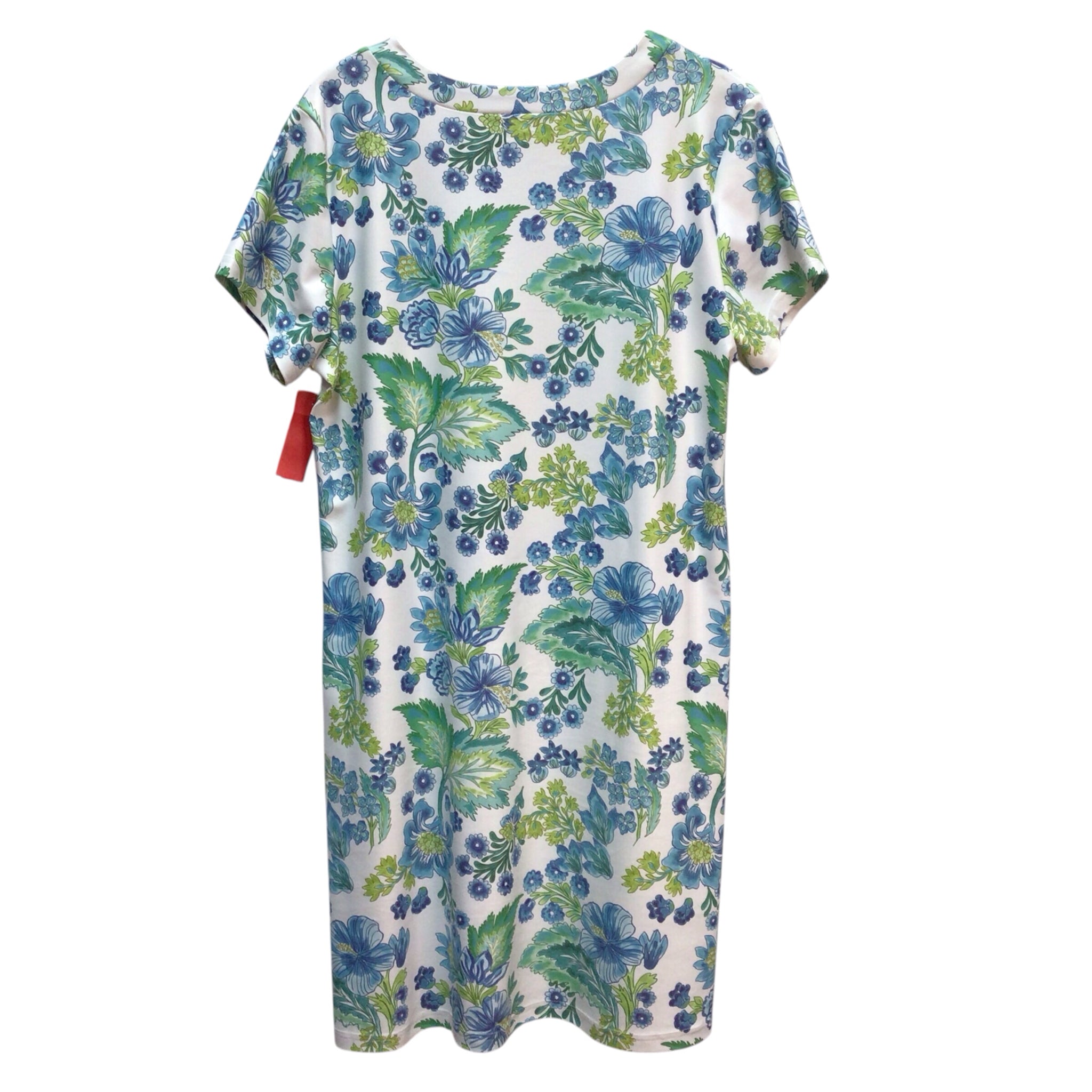 Smith & Quinn Blue And Green Flowers Short Sleeve Dress Size M