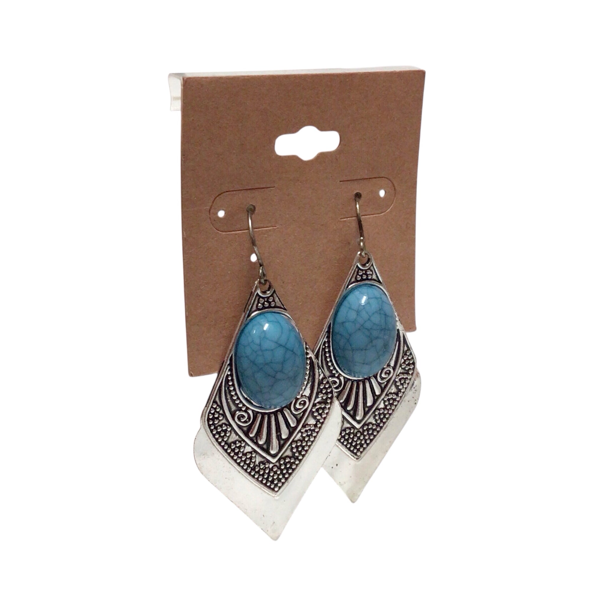 Silver Blue Turquoise Earrings