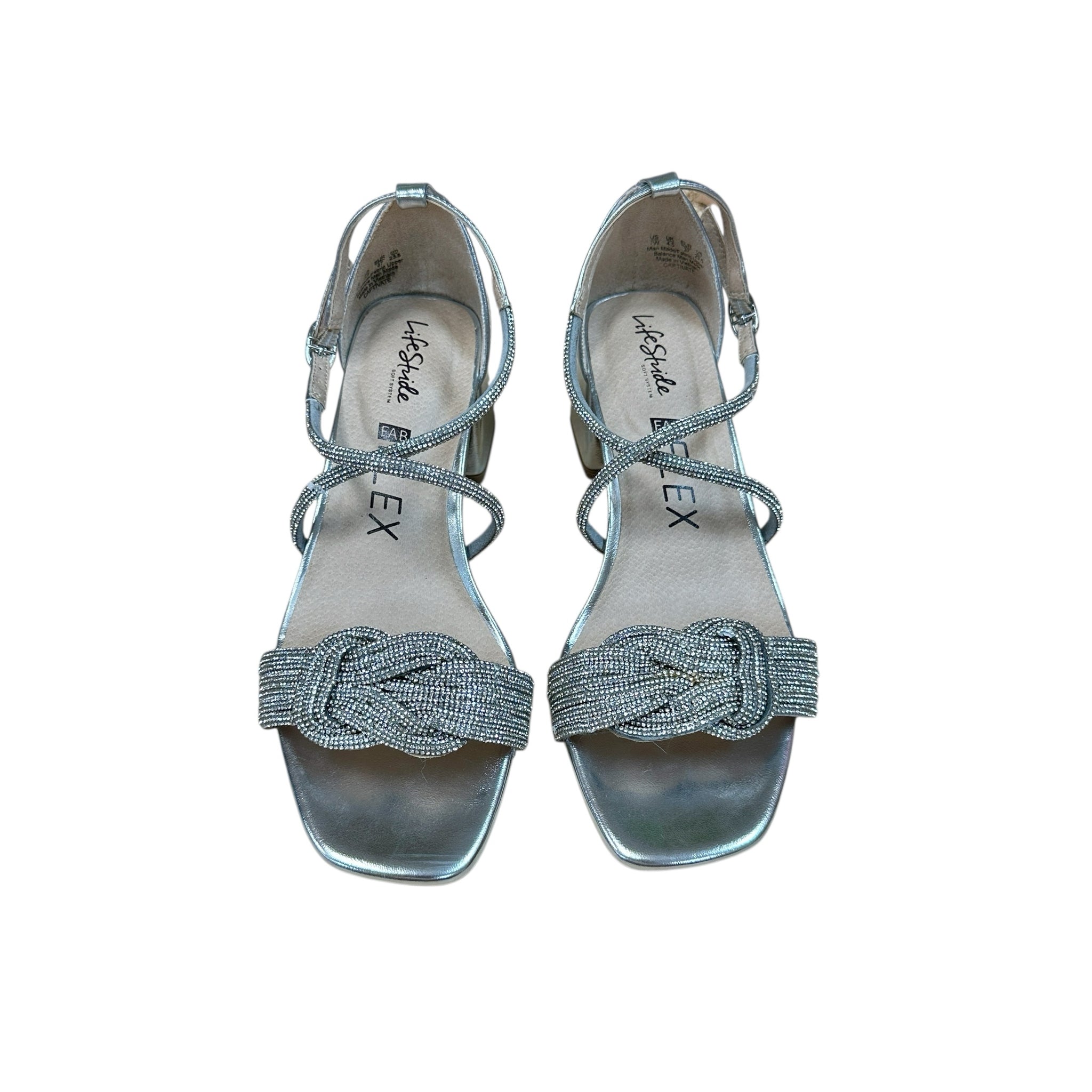 LifeStride Fab Flex Silver Rhinestone Heels Size 7W