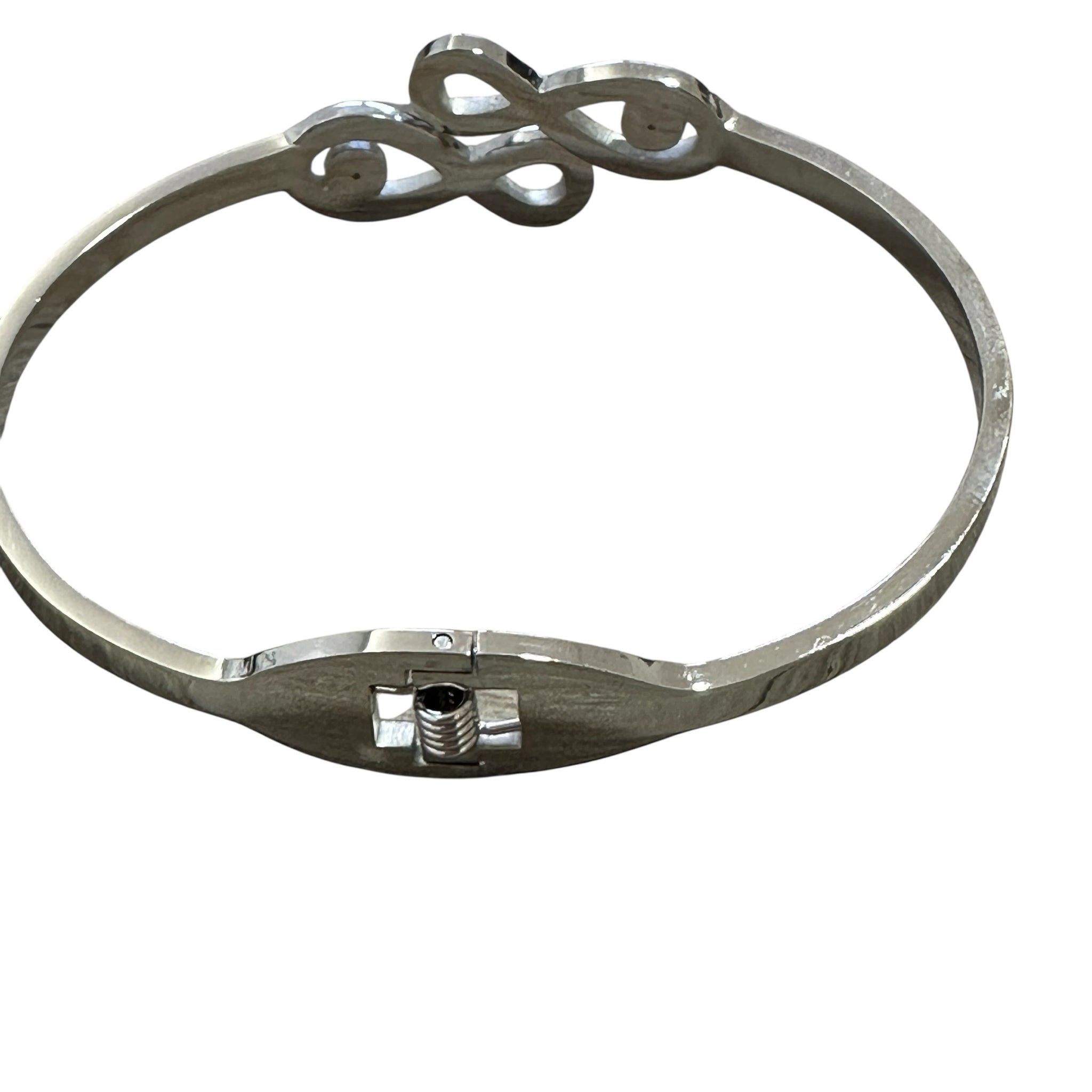 Stainless Steel Stone Paved Infinity Loop Bracelet Silver