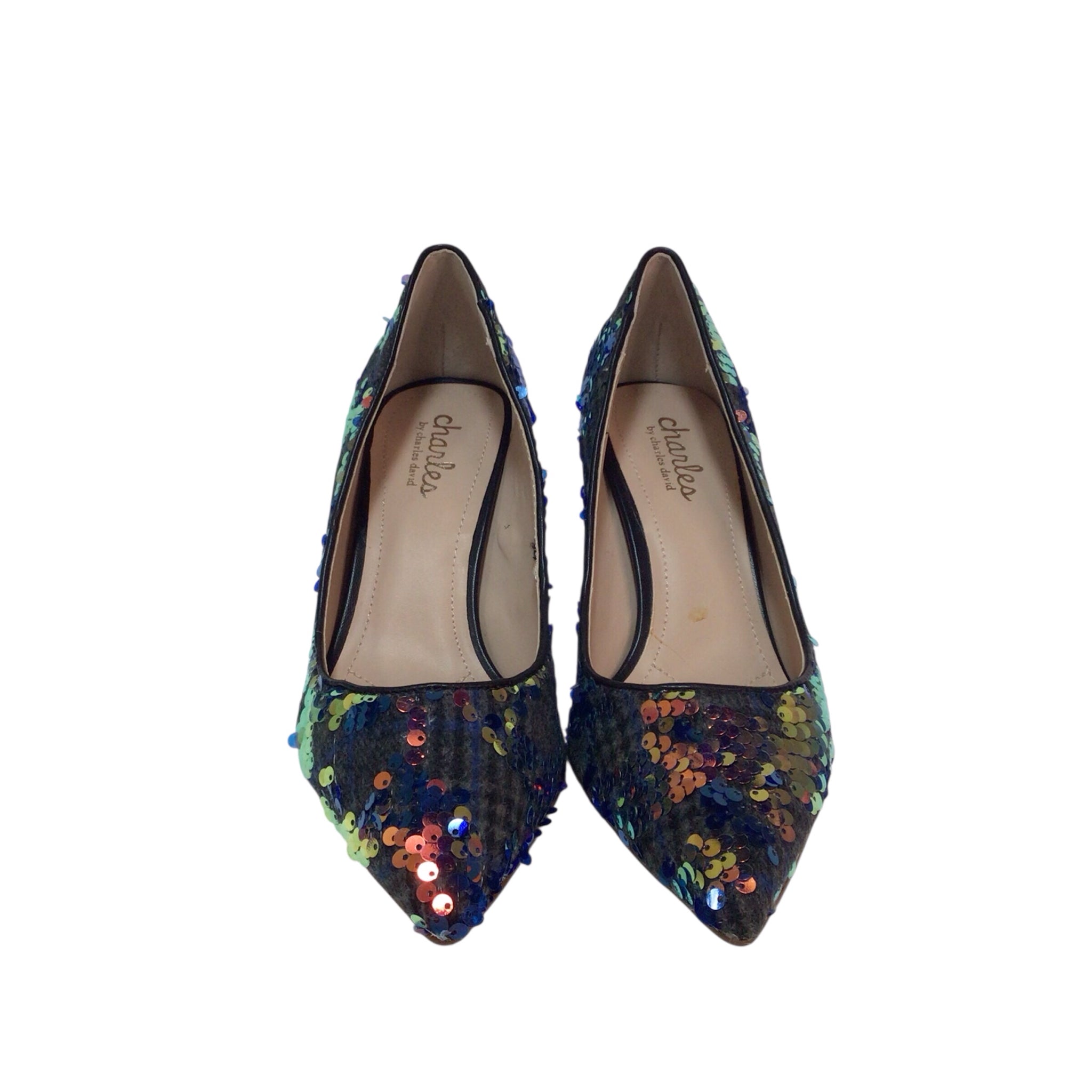 Charles David "Audrey" Blue Sequin Heels Size 7.5