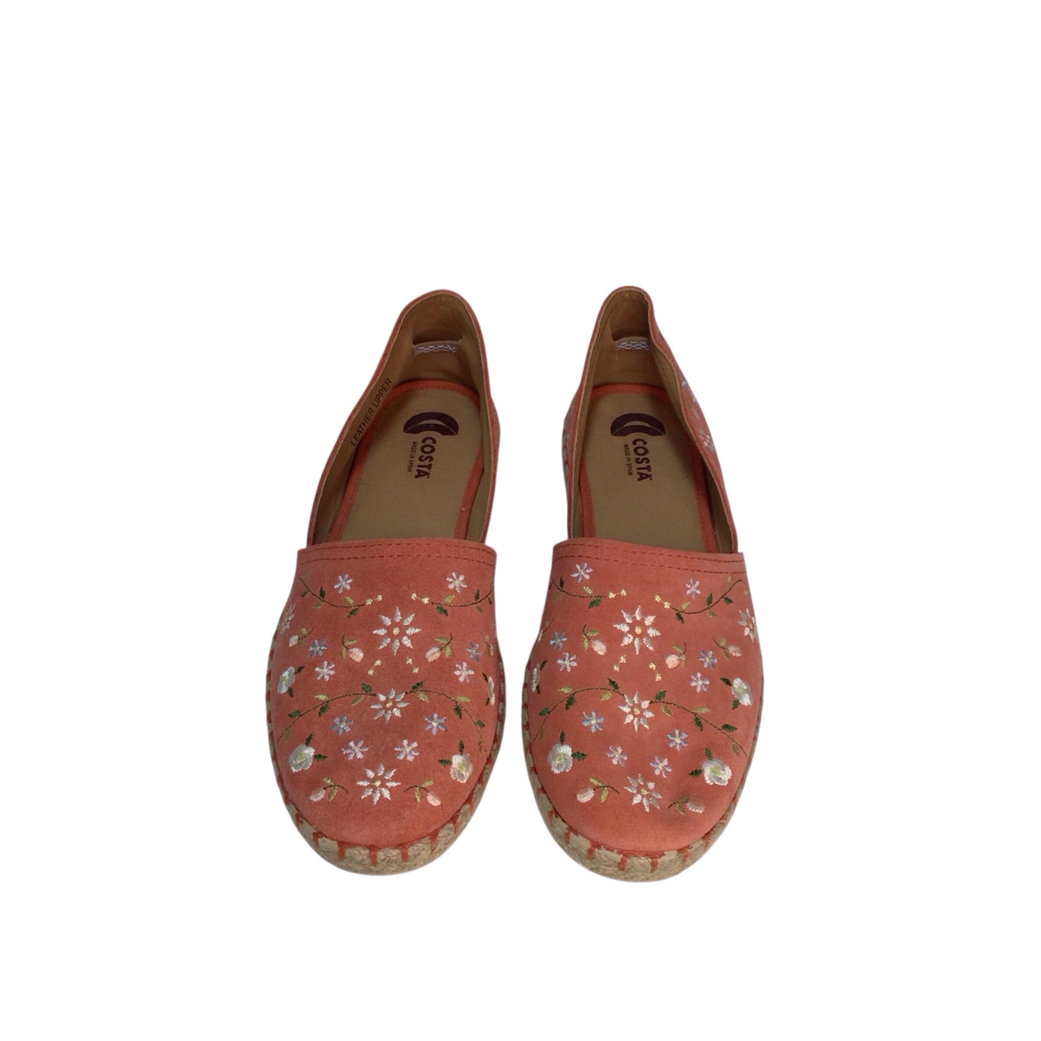 Costa Slip on Shoes Leather Uppers Floral Peach Size 8.5