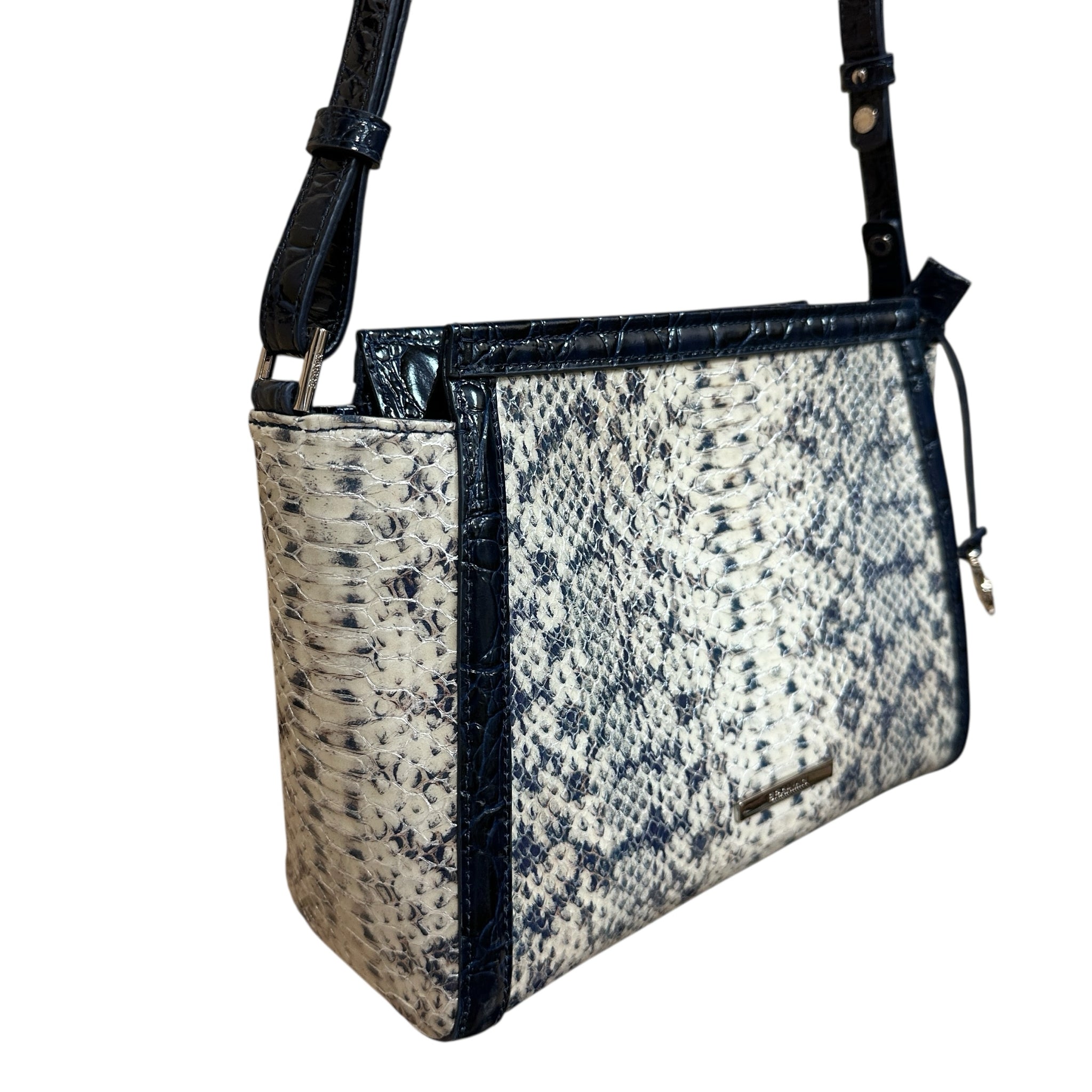 Brahmin Hillary Anchor Cirrus Embossed Navy & Cream Crossbody Shoulder Bag