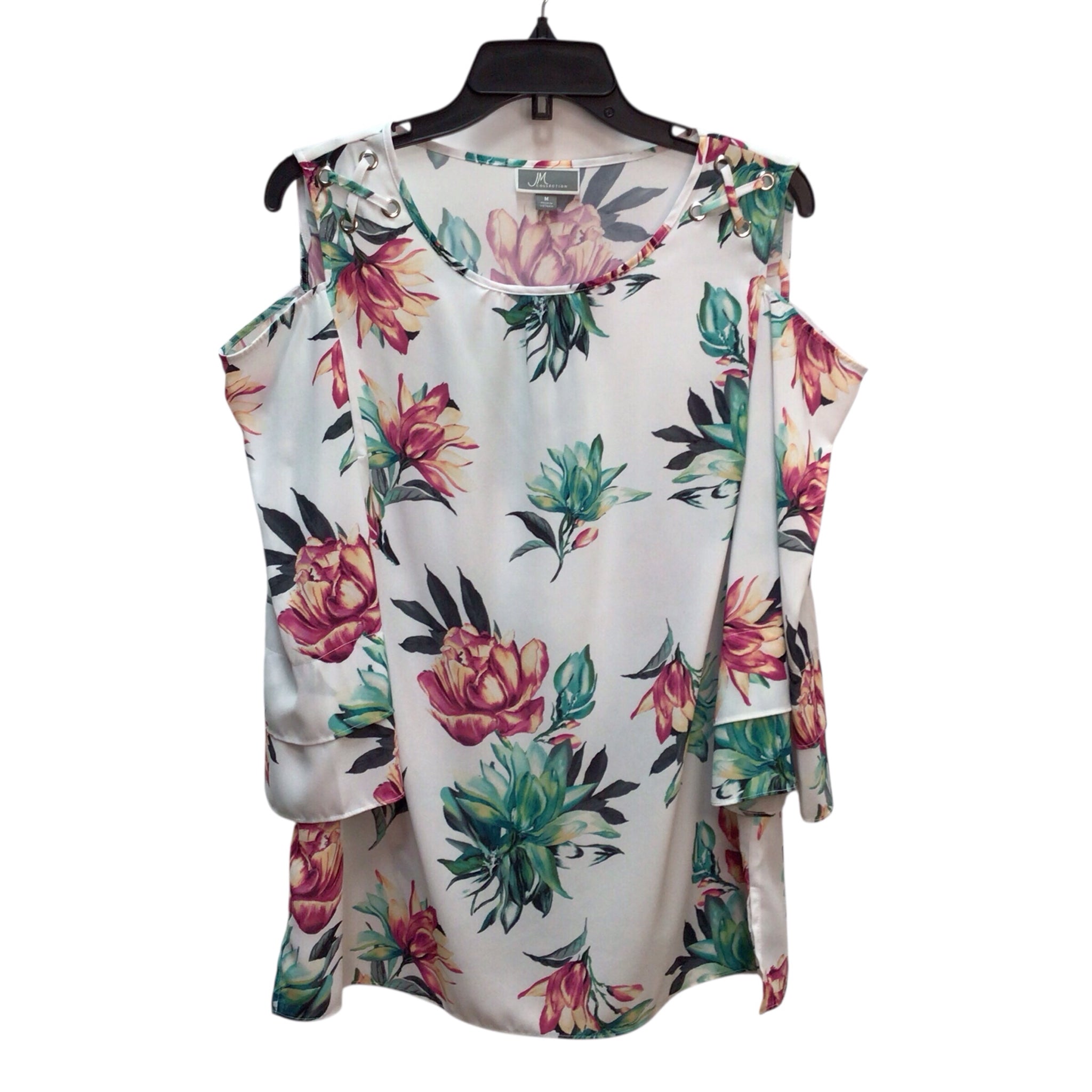 JM Collection Cold Shoulder Long Sleeve Top Size M