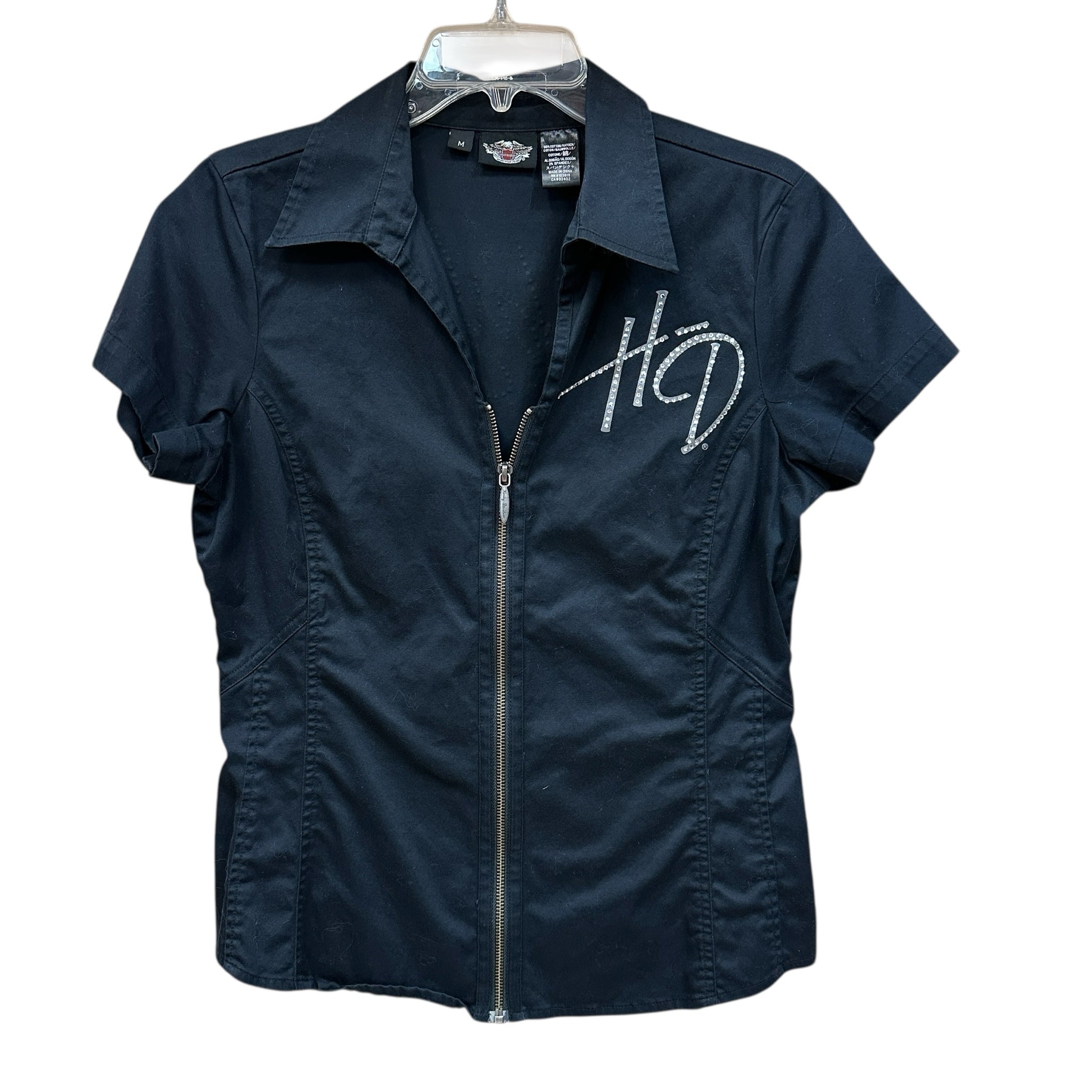 Harley Davidson Medium Short Sleeve Zip Up Top