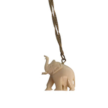 Load image into Gallery viewer, Ivory Elephant Pendant 10K Gold Chain Necklace 24"