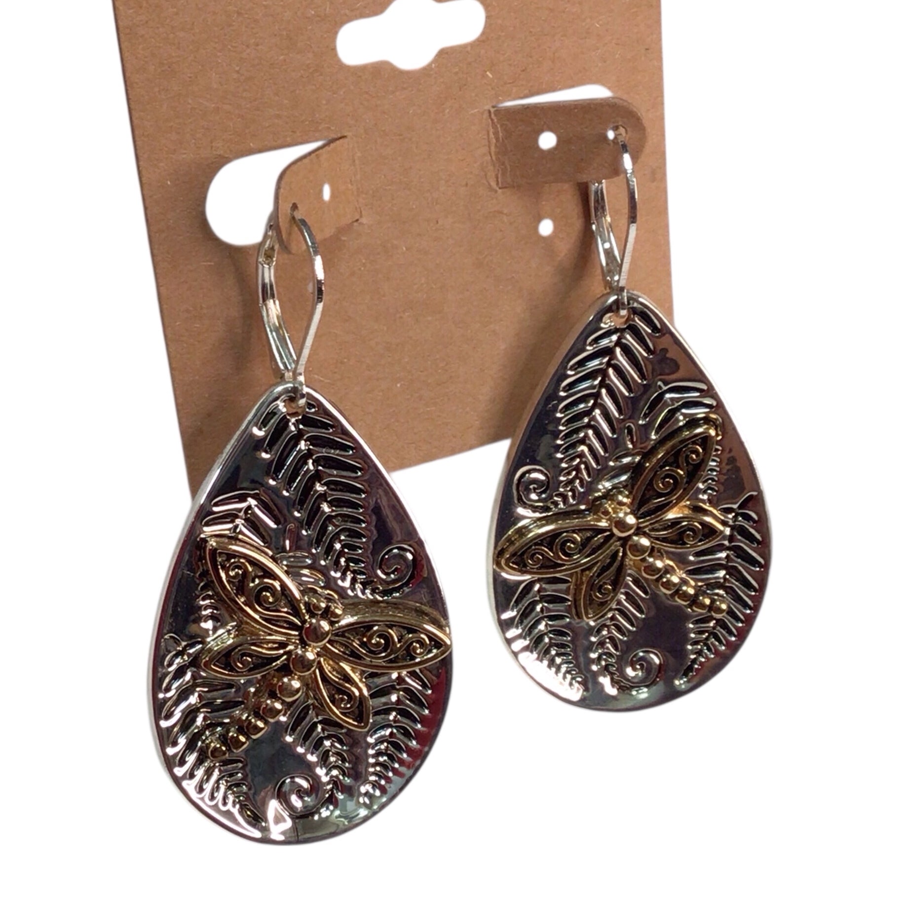 Silver + Gold Dragonfly Earrings