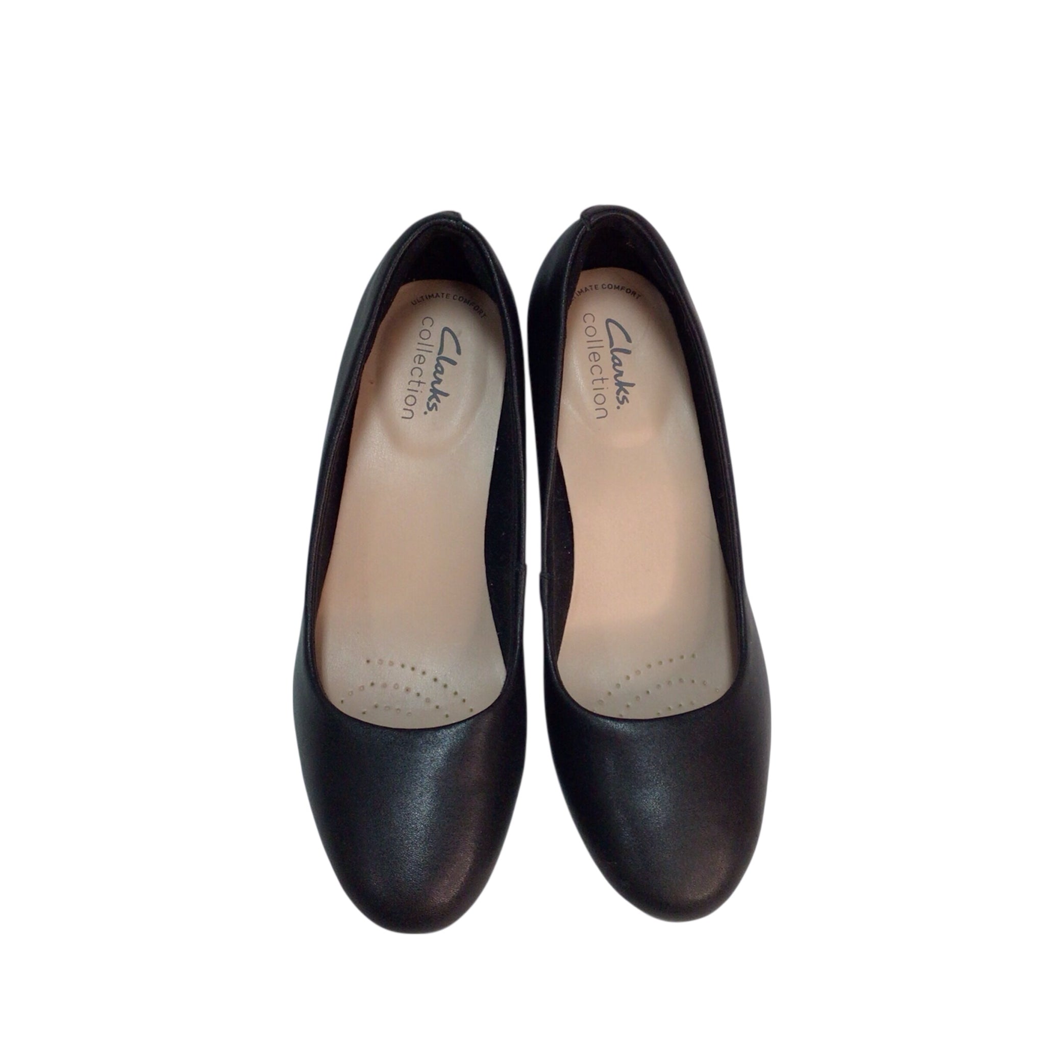 Clarks Amber Joy Black Leather Heels Size 6.5