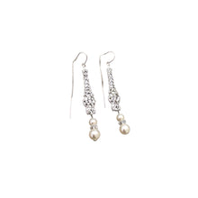 Load image into Gallery viewer, Sterling Silver Elegant Pearl Earrings 2.5" Long