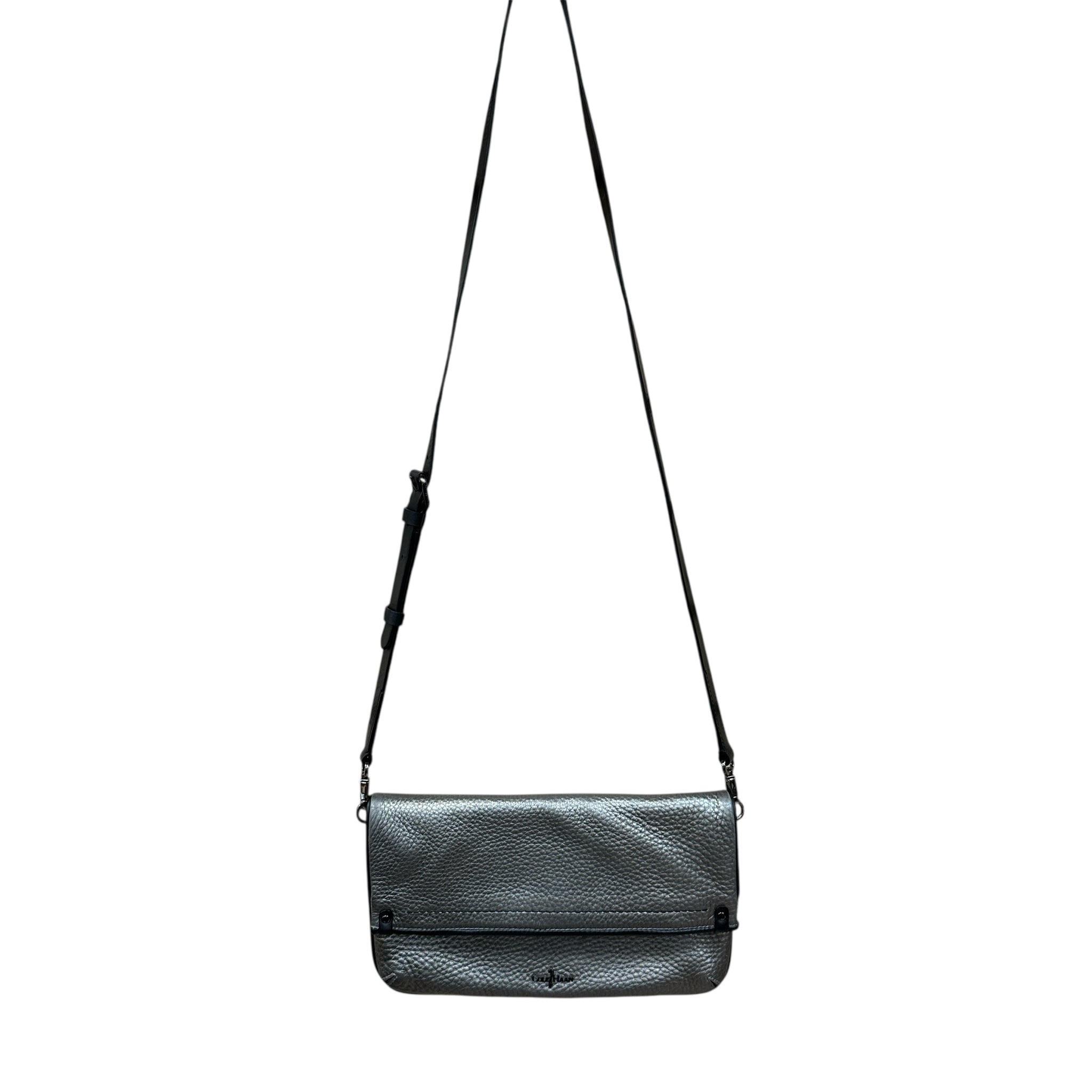Cole Haan Gray Leather Foldover Flap Crossbody Bag