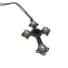 Load image into Gallery viewer, Vintage Sarah Coventry Silver Plated Cross Pendant Necklace