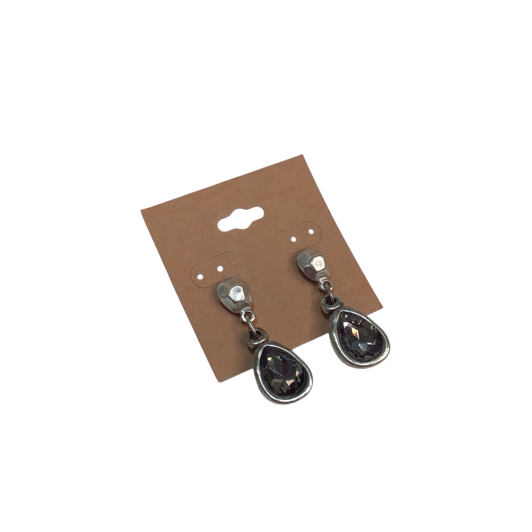 Silver And Black Dangle Post Earrings