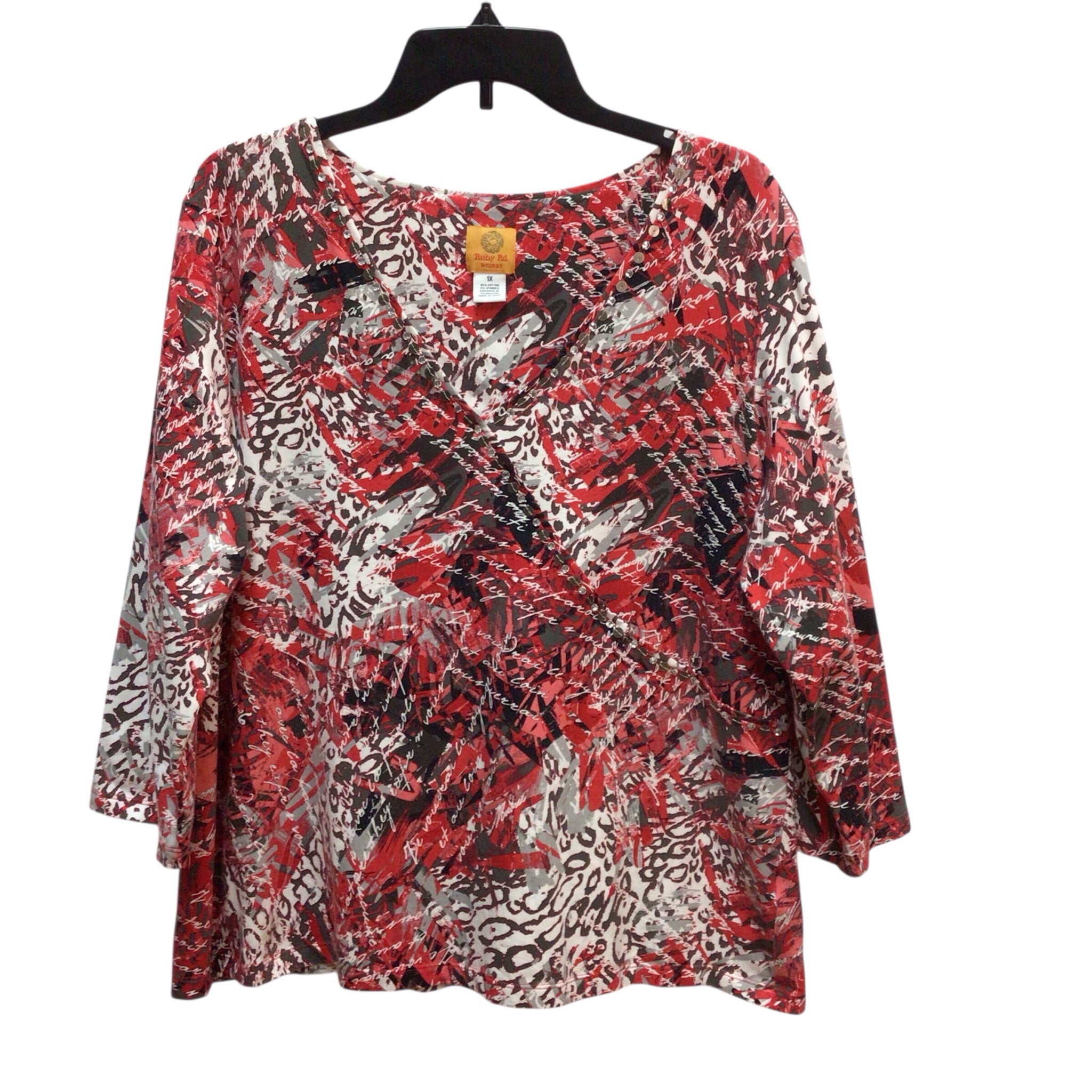 Ruby Rd Red Long Sleeve Top Size 1X