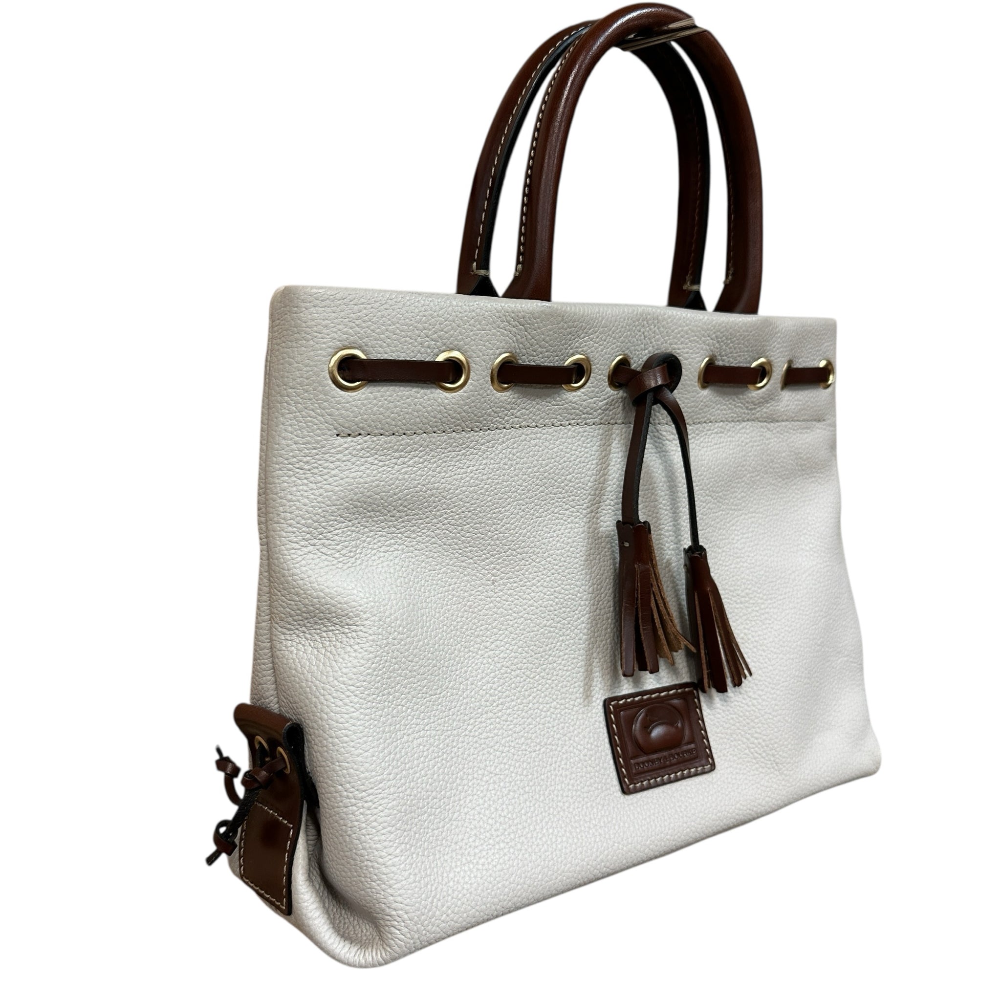 Dooney & Bourke "Ariel" Pebbled Leather Cream Satchel Crossbody Bag