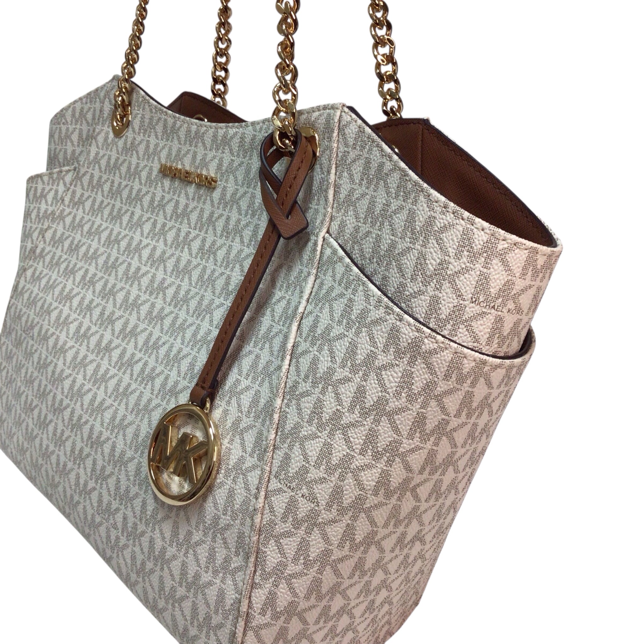 Michael Kors Vanilla Signature Jet Set Large Travel Shoulder Bag