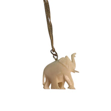 Load image into Gallery viewer, Ivory Elephant Pendant 10K Gold Chain Necklace 24&quot;