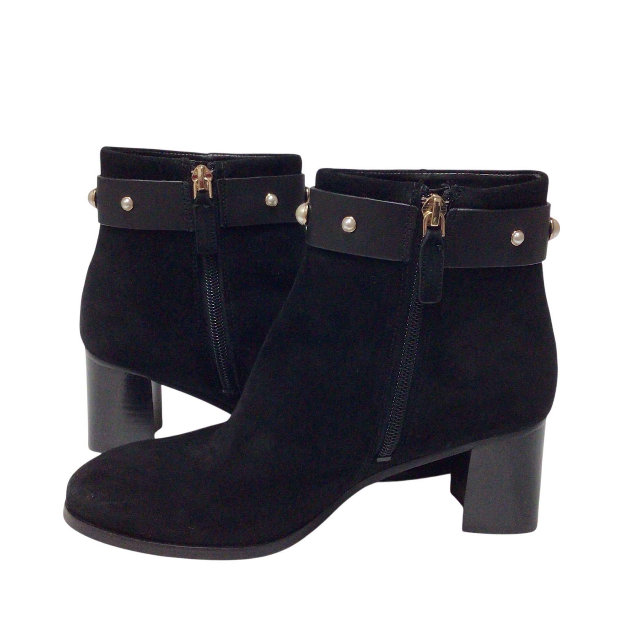 Kate Spade Morgan Pearl Black Suede Boots Size 6