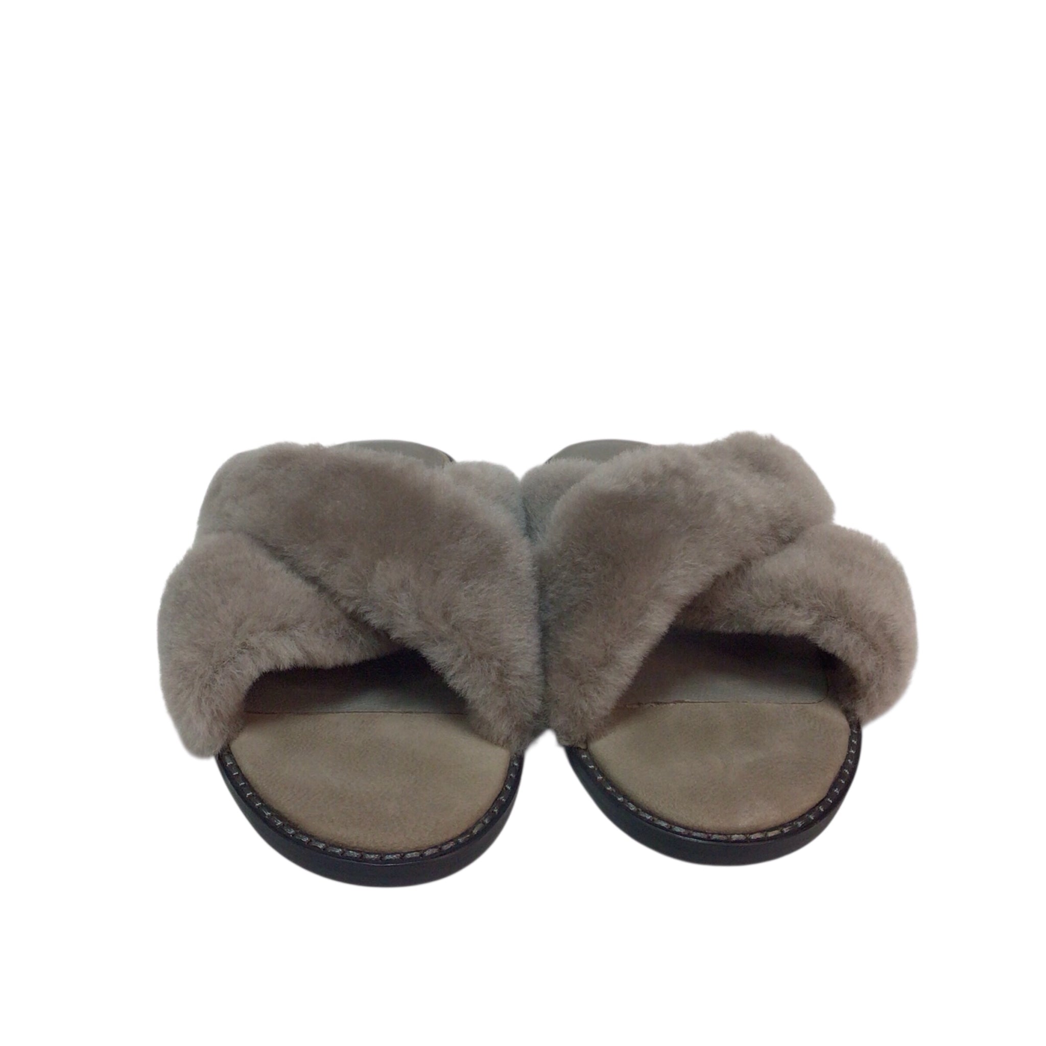 Eileen Fisher Women's Cross Shearling Gray Slipper Size 8