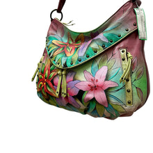 Load image into Gallery viewer, Anuschka Hand Painted Leather Handbag with Lilies