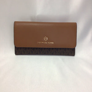 Michael Kors Brown Signature Fold over Wallet