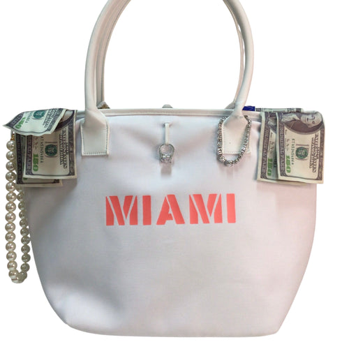 Original Fake Miami White Canvas Tote Bag
