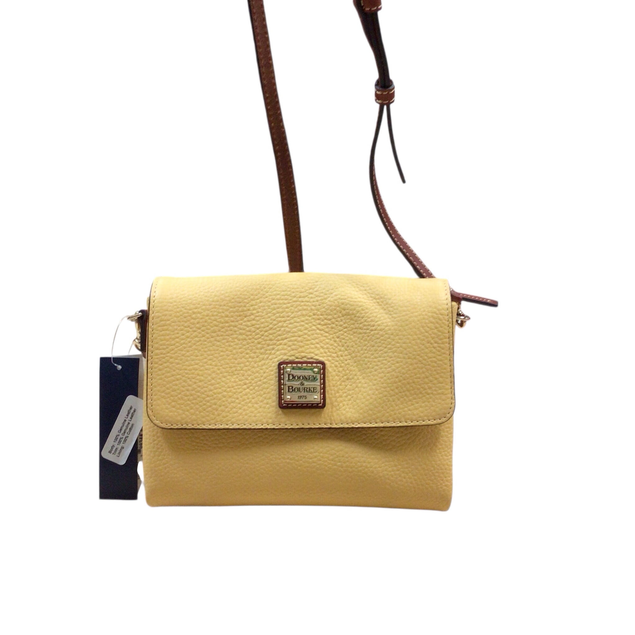 Dooney & Bourke Hunter Pebbled Leather Crossbody Bag in Lemon R1424 NWT