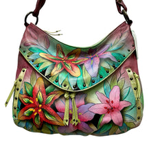 Load image into Gallery viewer, Anuschka Hand Painted Leather Handbag with Lilies