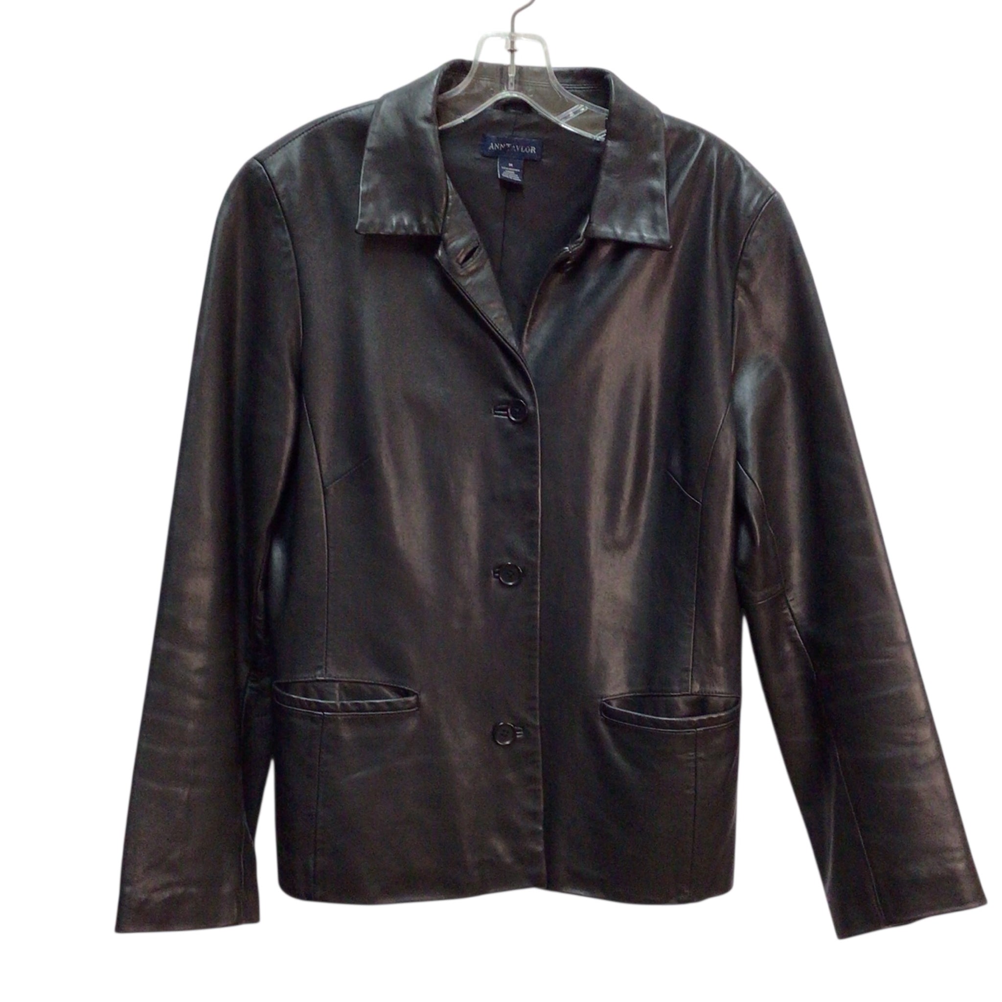 Ann Taylor Black Leather Jacket Size M