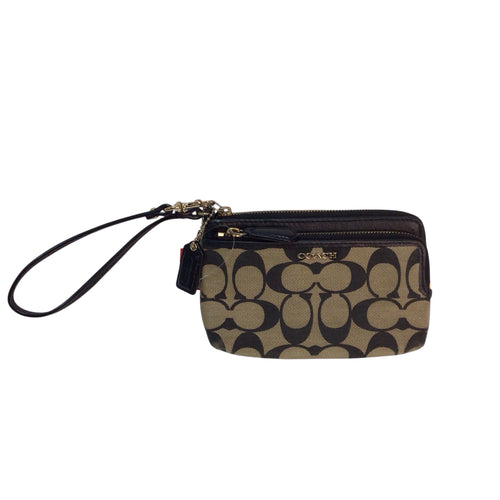 Coach Tan & Black Signature Wristlet