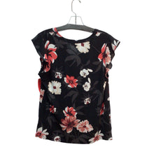 Load image into Gallery viewer, Loft Black Floral Short Sleeve Top Size M