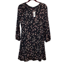 Load image into Gallery viewer, Ann Taylor Pink And Black Flowers Long Sleeve Dress Size 2 NWT