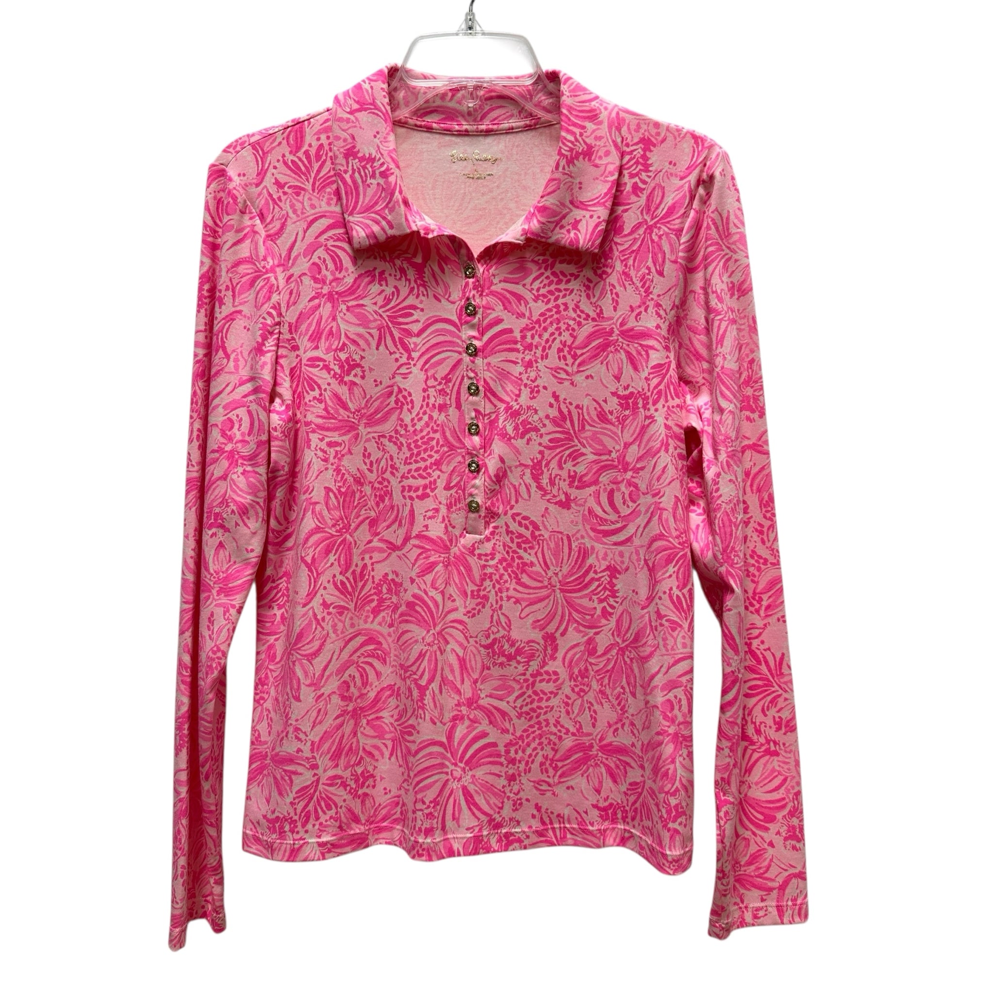 Lilly Pulitzer Reema Long Sleeve Top Pink Blossom Size Large NWT