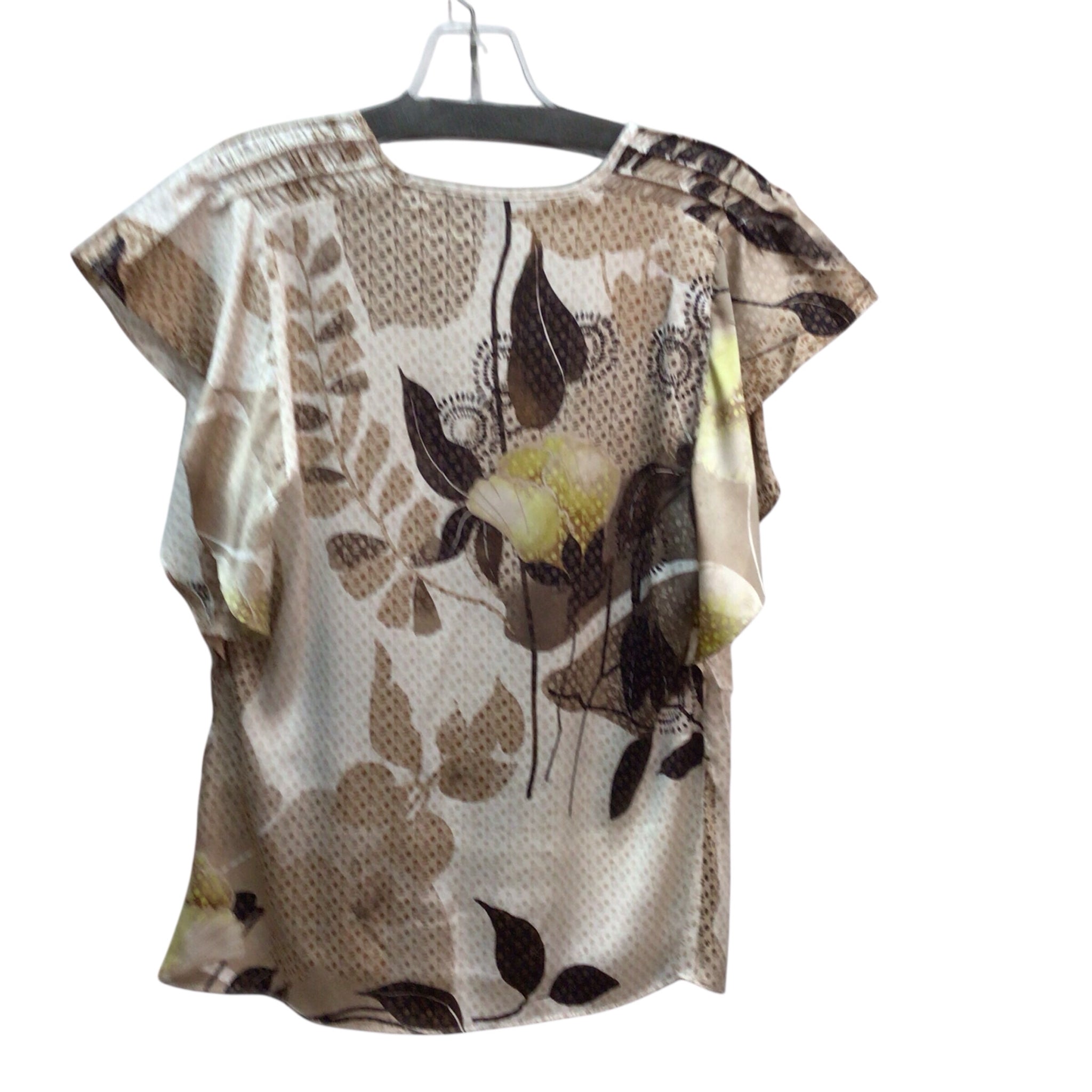 White House Black Market Cream And Tan Short Sleeve Top Size S