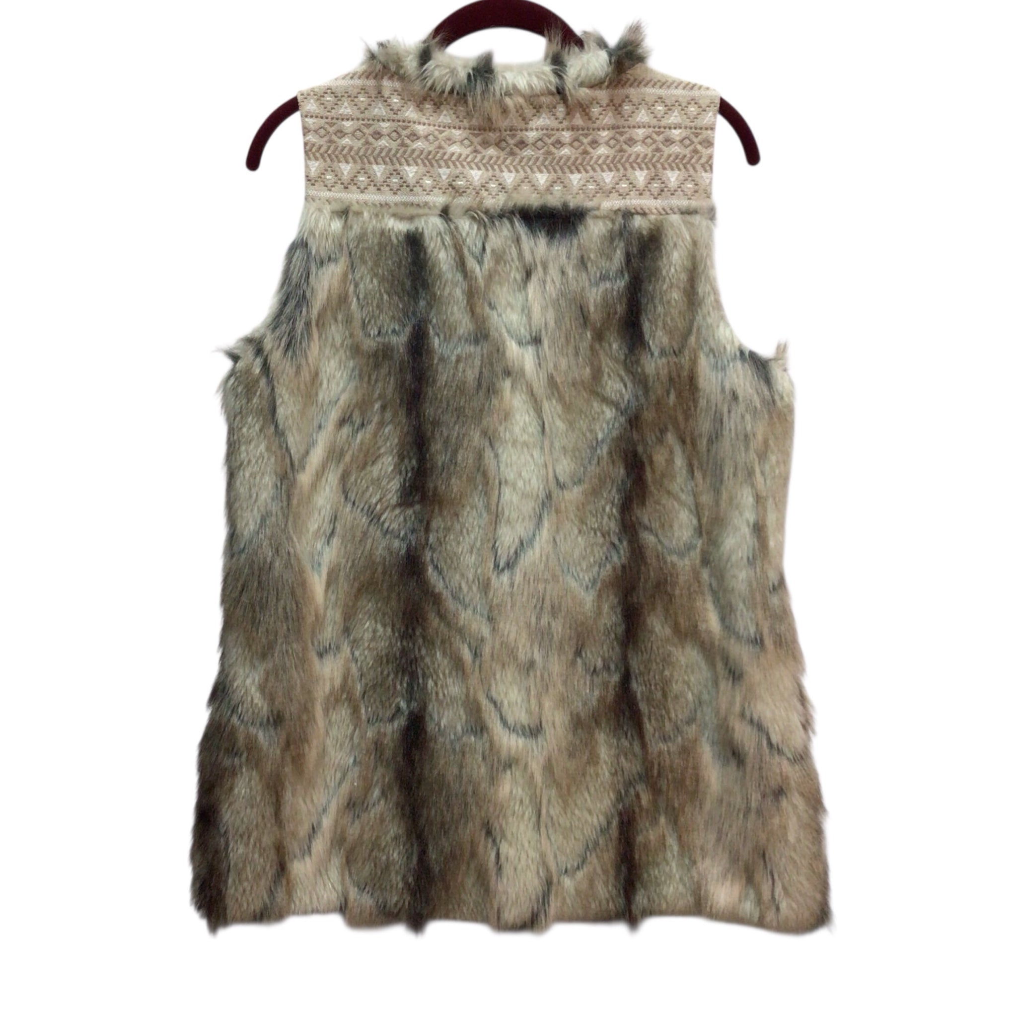 Miss Me Tan Sleeveless Faux Fur Vest Size Small