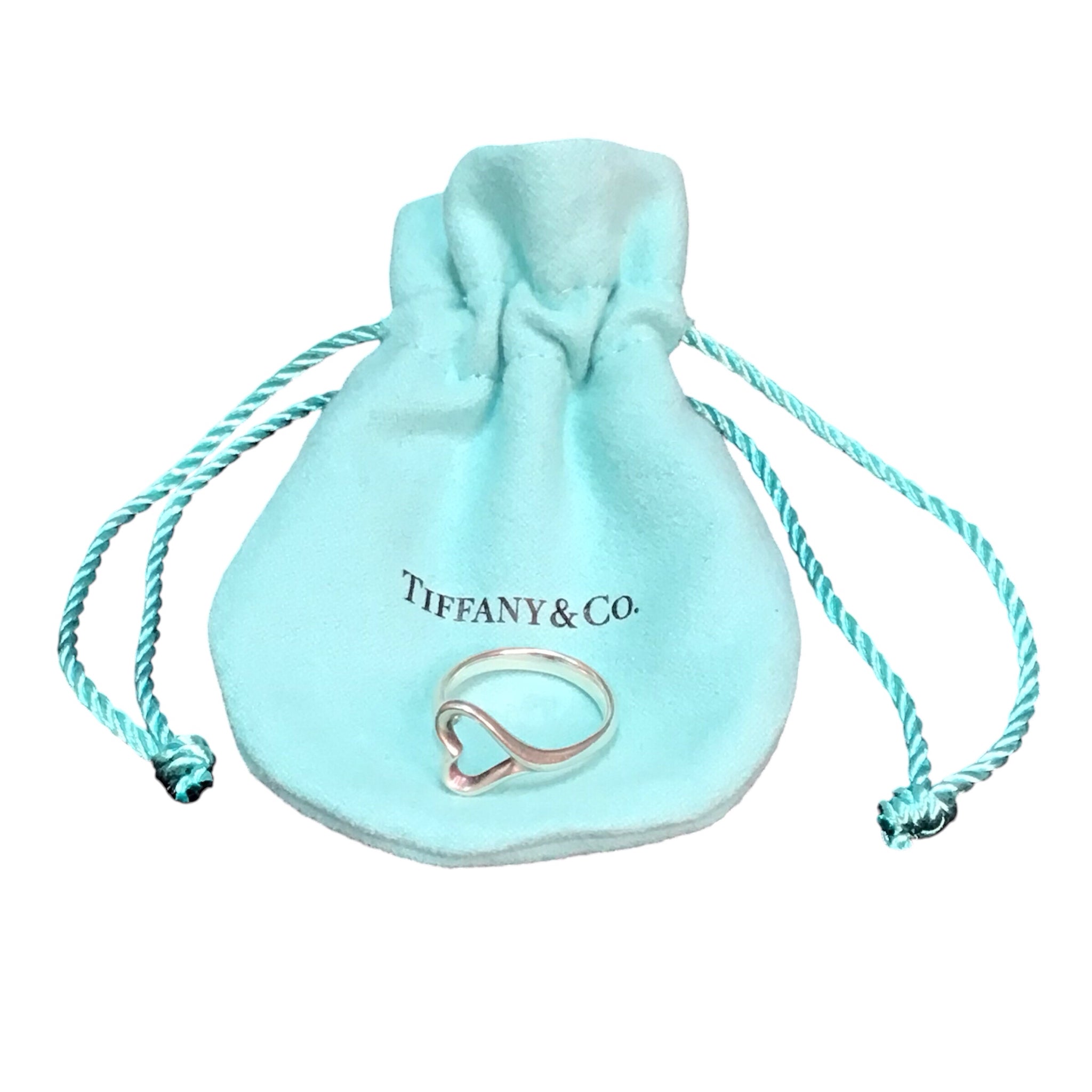 Tiffany & Co. Elsa Peretti Open Heart Sterling Silver Ring Size 6.5