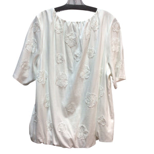Chicos White Embroidered Flower Short Sleeve Top Size XXL