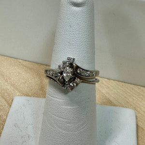 1/2 CTW Marquise Diamond Bridal Set 14K White Gold - Size 7