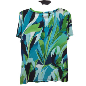 DKNY Blue And Green Short Sleeve Top Size XL
