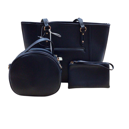 Vegan Leather 3 in 1 Handbag Set Blue