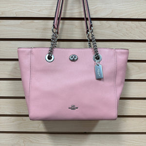 Coach Turnlock Pebbled Leather Handbag 57107 Pink