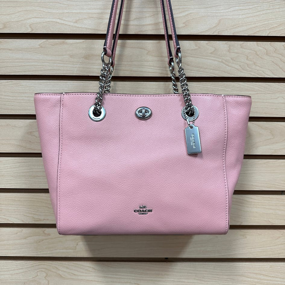 Coach Turnlock Pebbled Leather Handbag 57107 Pink